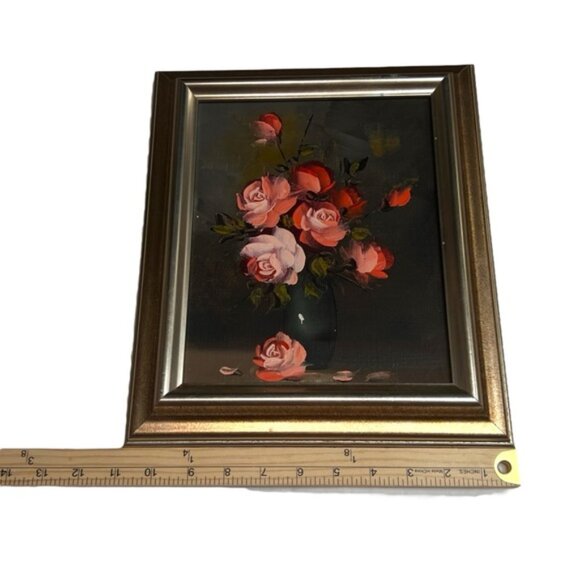 Hand Painted Framed floral Painting 13”x11” Cottagecore, Dark academia - Picture 3 of 4